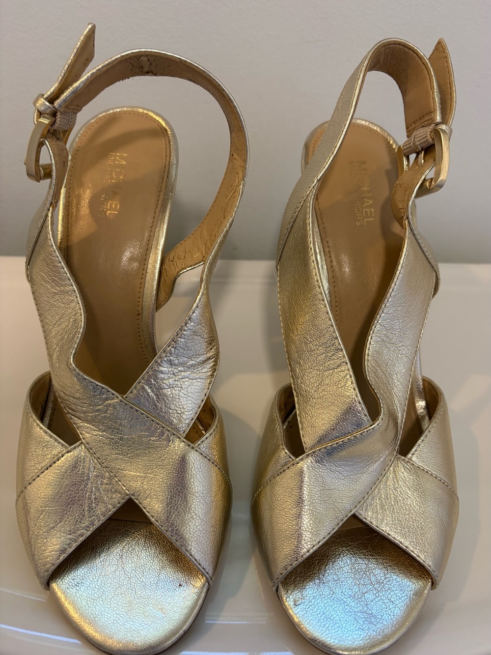 Michael Kors Metallic Gold Slingback Heels